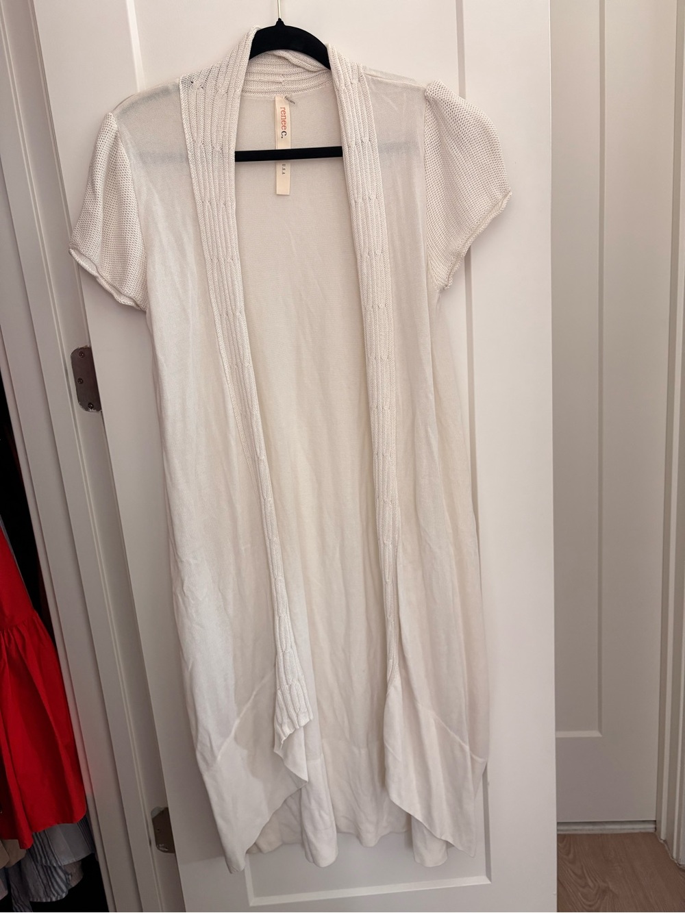 Renee C. Cream Knit Top with Black Trim